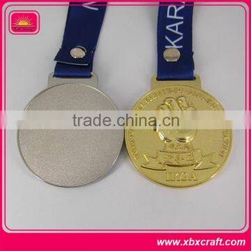 custom logo embossed 3d medal with ribbon