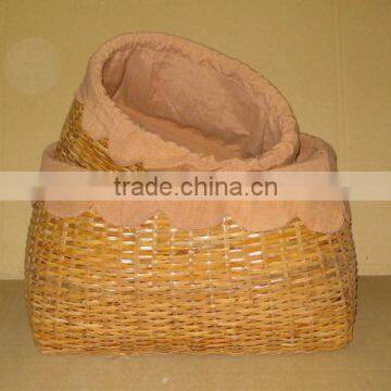 High End Rattan Skin Basket S/2 with Lining