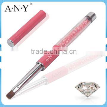 ANY Nail Art UV Gel Nails Building and Design Pink Rhinestone Oval Kolinsky Nail Brush for Gel Art