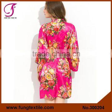 FUNG 3002 New Floral Silk Luxury Bathrobe