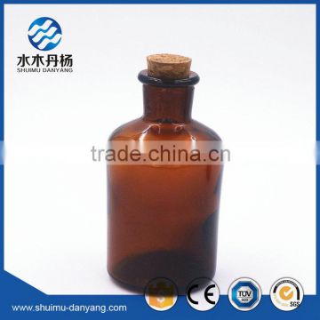 125ml amber narroe mouth glass reagent bottle for laboratory with cork