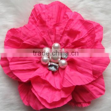 Girls Pearl Rhinestone Flower Brooch