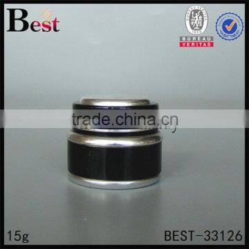 15g black colored alibaba china glass jar with metal lid