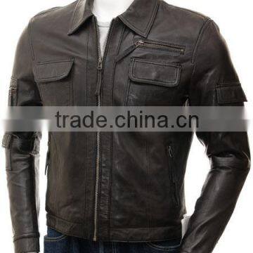 NEW FASHION CHEAP PAKISTAN LEATHER JACKET FOR MAN black