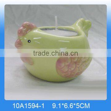 Decorative chicken shaped ceramic animal tealight holder