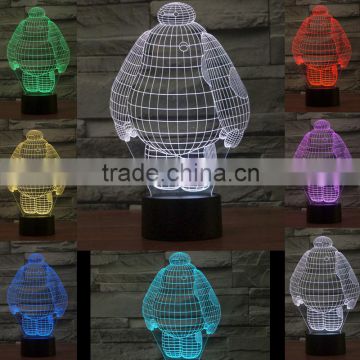 3D Optical Night Light Big White 7 RGB Light Colors 10 LEDs AA Battery or DC 5V Mixed Lot