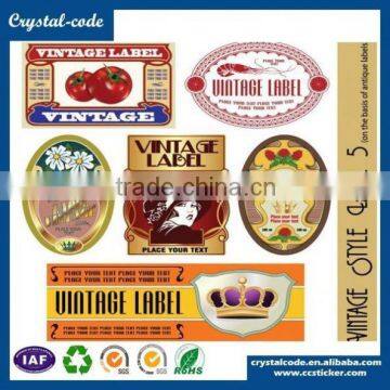 Custom transparent honey glass bottle food label sticker