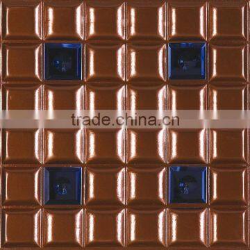 Leather 3d carved wall panel ceiling brown tile