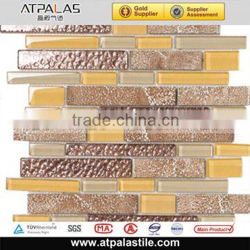 hot sale strip bathroom design thickness 8 mm glass mosaic tile