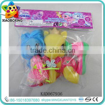 Blue Hair Girl And Yellow Horse Combination Set Doll