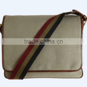 Striped Strap Canvas Messenger Bag