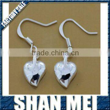 cool heart shape jewelry dangle earrings 925sterling silver stud earing for women