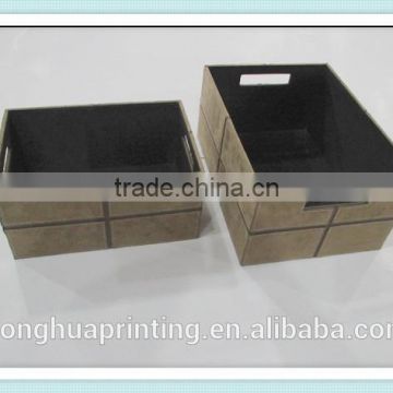 customized leather storage box with open front