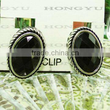 Fashion Clip-on Earring Black Stone (LJH0057)