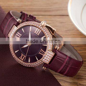 Hot Sale Lady Leather Crystal Wrist Watch With Fashion Style photo-4