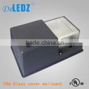 DeLEDZ UL DLC listed 28W IP65 Glass Shell LED wall pack light with MW driver