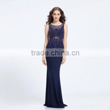 2016 Fashion high quality hard manual nail bead evening dress long