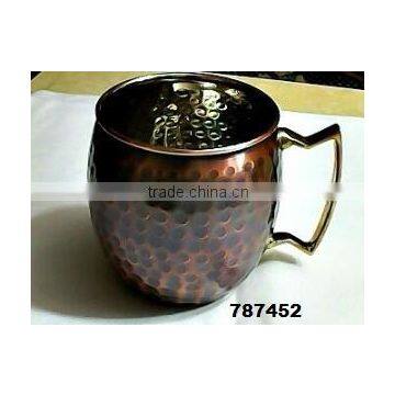 Antique Finish Hammered Copper Metal Tableware Beer Mug With Brass Handle,Moscow Mule Mugs