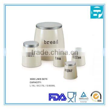 5pcs steel milky bread bin set