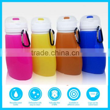 Wholesale 500 ml Bpa Free Portable Foldable Silicone Sport Water Bottle for Outdoor