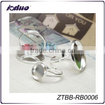 Copper Material Silver Plated Adjustable Flat Tray Ring Bezel Wholesale