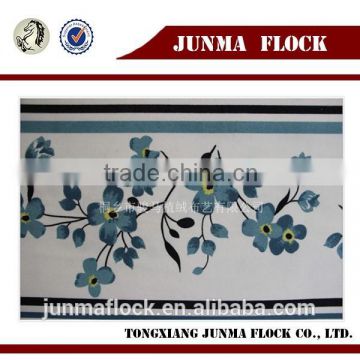 Blue flower pattern print flocking flocked fabrics for sofa