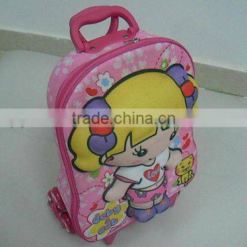 3D trolly kids eva luggage bag