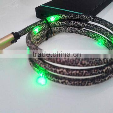 Newest model fast charger shoelace cable LED usb cable glowing 2 in 1 with light