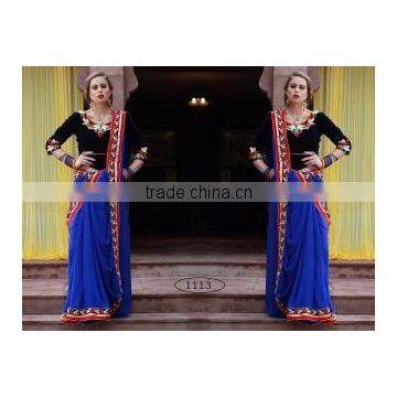 Artful Blue Georgette Saree/best designer sarees online shopping