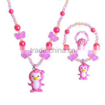 Pink penguin hard plastic bracelet custom charm bracelet beautiful girl necklace