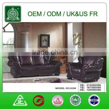 B838 UKFR USFR Living Room Furniture Classic Leather Sofa Set