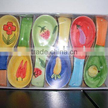 ceramic spoon rest hand-painted design displaying box