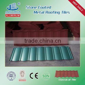 Colorful stone coated steel roofing tiles with green back