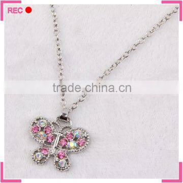 Butterfly pendant imitation crystal necklace, imitation silver chain necklace for women