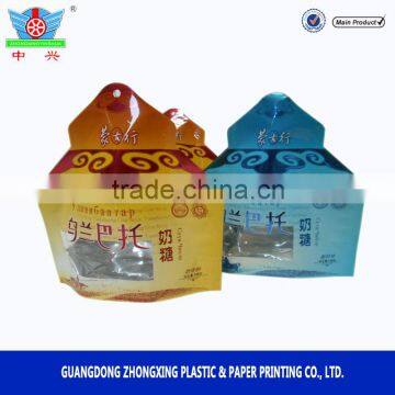 Food laminated plastic packing bags,shaped pouch with tear notch,moisture barrier