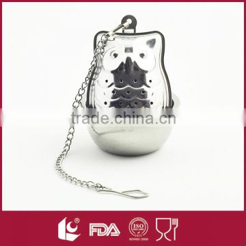 Stainless steel tea infuser with tray -OWL SHAPE