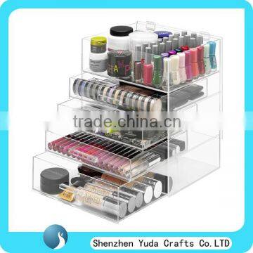 3 drawers acrylic cosmetic display, counter acrylic makeup boxes, cosmetic organizer boxes
