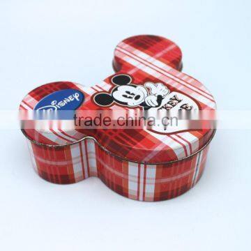 wholesale custom tin box packaging Mickey Mouse head shape polish packaging tin box