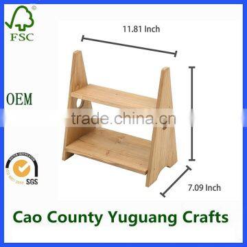 2 Tier Wooden Display Shelves Countertop Decorative Spice Rack photo-2