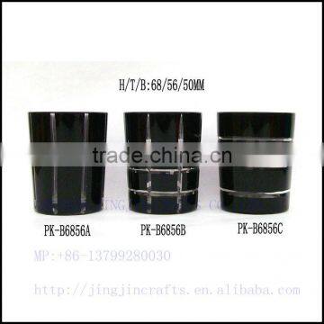 Classic Black Spray Colored Hand Cut Glass Candle Jar photo-6