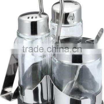3 Pcs Salt And Pepper Stainless Steel Spice Set With Tissue Holder photo-3