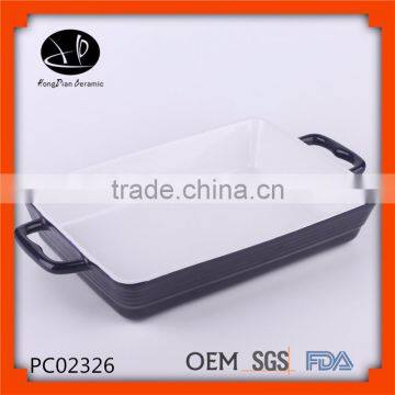 microwave baking pan , color glazed ceramic baking pan