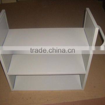 Metal Steel V-shape 2-layer Mobile Book Cart Book Carrier Conveyor photo-3