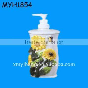 Ceramic sunflower hand wall mount liquid soap dispenser