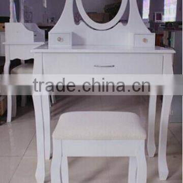 Make Up Table with Bench, Wooden Dressing Table with Mirror and Stool, Bedroom Wooden Furniture