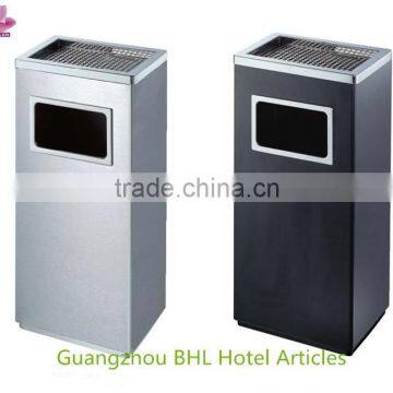 Metal Square dustbin with ashtray cover,litter bin for restaurant BY-74