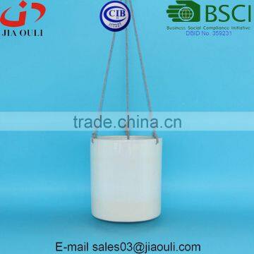 BSCI Audit Factory Glazed Ceramic Rope Hanging plant pots