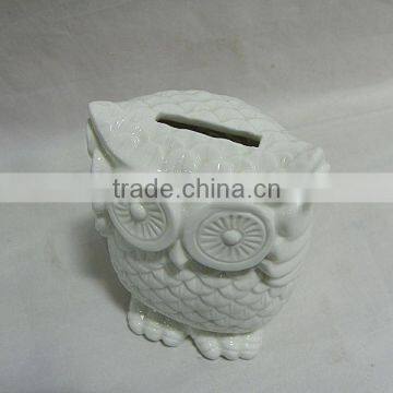 Ceramic Owl Shape Coin Money Bank