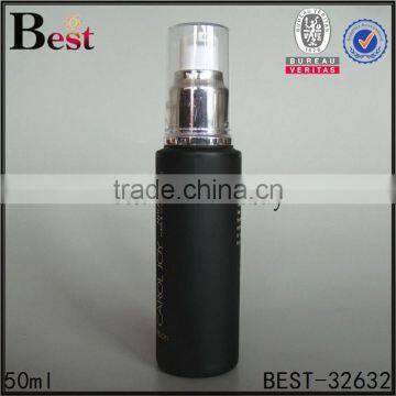 Cosmetic Packaging Best Sale 50ml Black Frosted Lotion Glass Bottle With Matte Silver Aluminum Pump Pet Cover China Suppliers photo-3