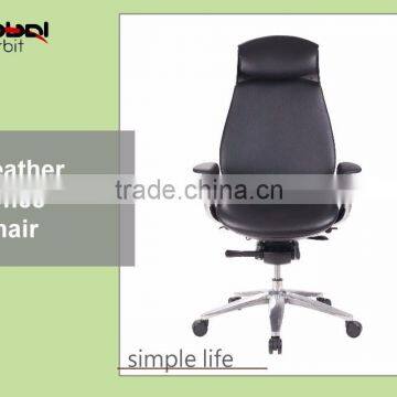 2016 high quality black leather executive office chair with adjustable headrest